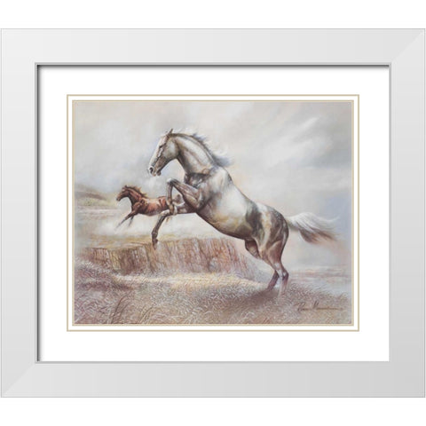 Wild Horses II White Modern Wood Framed Art Print with Double Matting by Manning, Ruane