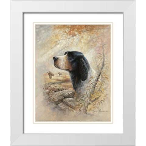 English Pointer White Modern Wood Framed Art Print with Double Matting by Manning, Ruane