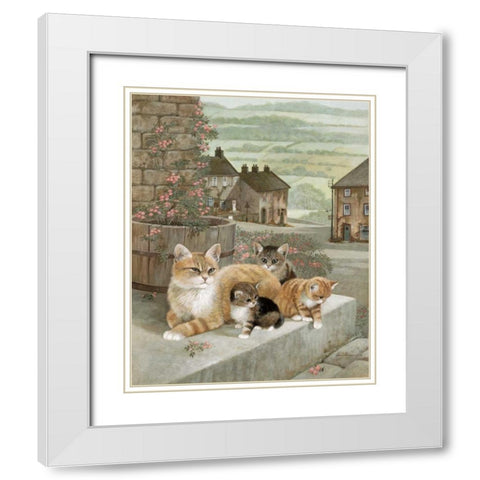 Tea Rose Playtime White Modern Wood Framed Art Print with Double Matting by Manning, Ruane