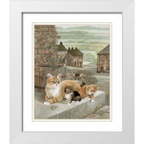 Tea Rose Playtime White Modern Wood Framed Art Print with Double Matting by Manning, Ruane