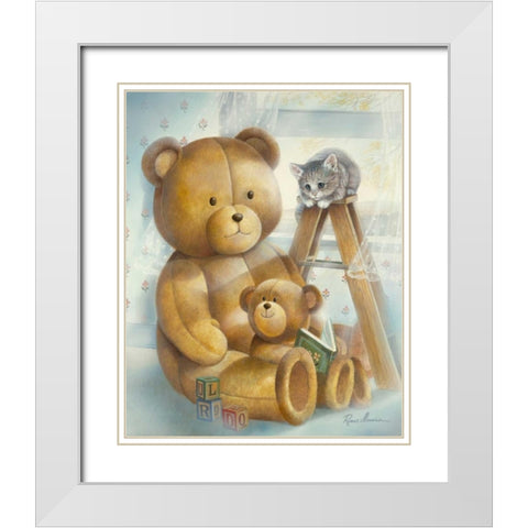 Story Time White Modern Wood Framed Art Print with Double Matting by Manning, Ruane