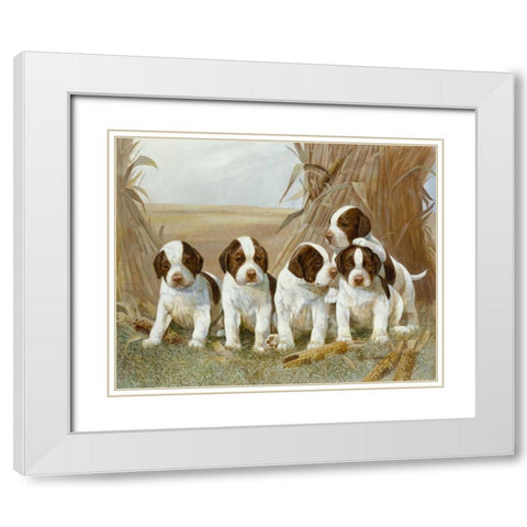 Belles Pups White Modern Wood Framed Art Print with Double Matting by Manning, Ruane