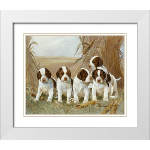 Belles Pups White Modern Wood Framed Art Print with Double Matting by Manning, Ruane