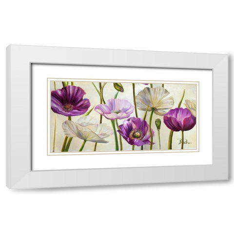 Poppies in Spring I White Modern Wood Framed Art Print with Double Matting by Pinto, Patricia
