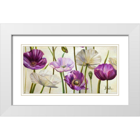 Poppies in Spring I White Modern Wood Framed Art Print with Double Matting by Pinto, Patricia