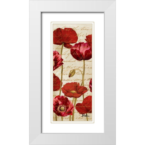 Red Poppies Panel II White Modern Wood Framed Art Print with Double Matting by Pinto, Patricia