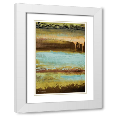 Teal Wahn I White Modern Wood Framed Art Print with Double Matting by Marcon, Michael