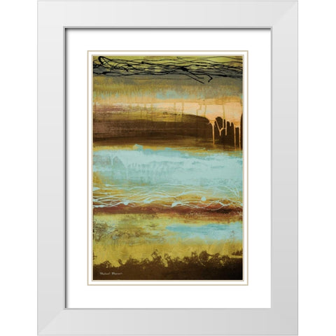 Teal Wahn I White Modern Wood Framed Art Print with Double Matting by Marcon, Michael