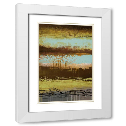 Teal Wahn II White Modern Wood Framed Art Print with Double Matting by Marcon, Michael