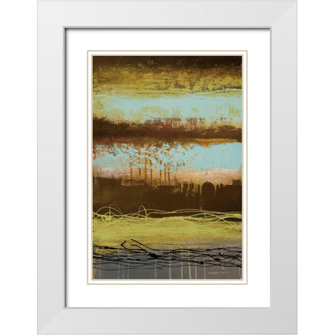 Teal Wahn II White Modern Wood Framed Art Print with Double Matting by Marcon, Michael