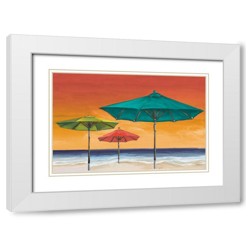 Tropical Umbrellas II White Modern Wood Framed Art Print with Double Matting by Hakimipour, Tiffany