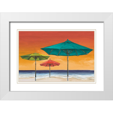 Tropical Umbrellas II White Modern Wood Framed Art Print with Double Matting by Hakimipour, Tiffany
