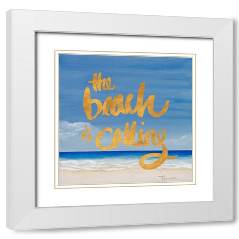 The Beach Is Calling White Modern Wood Framed Art Print with Double Matting by Hakimipour, Tiffany