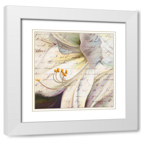 Lily Script I White Modern Wood Framed Art Print with Double Matting by Pinto, Patricia
