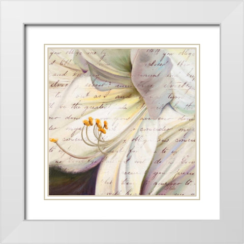 Lily Script I White Modern Wood Framed Art Print with Double Matting by Pinto, Patricia