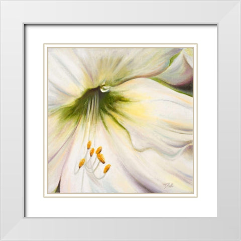 White Lily II White Modern Wood Framed Art Print with Double Matting by Pinto, Patricia