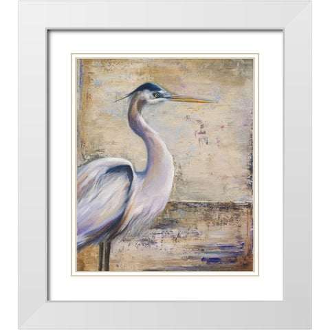 Tropic Heron 1 White Modern Wood Framed Art Print with Double Matting by Pinto, Patricia
