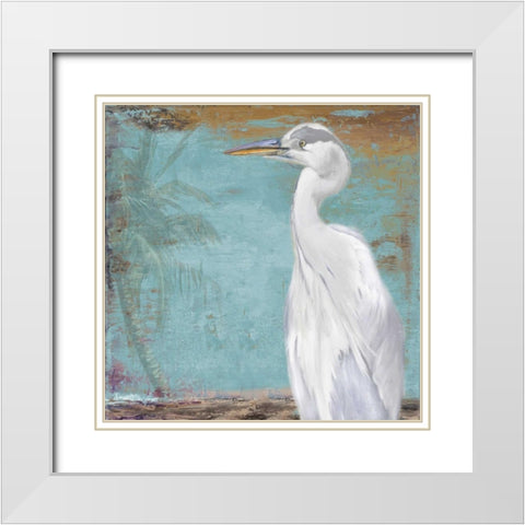 Tropic Heron II White Modern Wood Framed Art Print with Double Matting by Pinto, Patricia