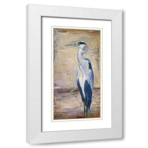 Blue Heron II White Modern Wood Framed Art Print with Double Matting by Pinto, Patricia