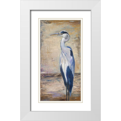 Blue Heron II White Modern Wood Framed Art Print with Double Matting by Pinto, Patricia