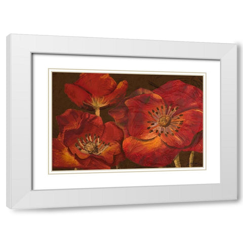 Dazzling Poppies White Modern Wood Framed Art Print with Double Matting by Josefina