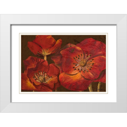 Dazzling Poppies White Modern Wood Framed Art Print with Double Matting by Josefina