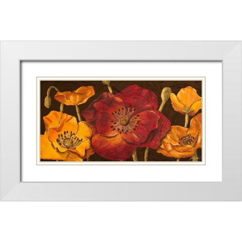 Dazzling Poppies I White Modern Wood Framed Art Print with Double Matting by Josefina