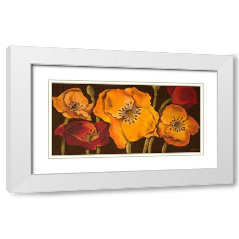 Dazzling Poppies II White Modern Wood Framed Art Print with Double Matting by Josefina
