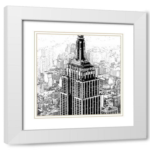 Empire State Sketch White Modern Wood Framed Art Print with Double Matting by Lake, Shelley
