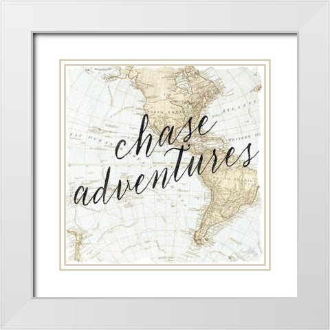 Adventure Awaits I White Modern Wood Framed Art Print with Double Matting by Medley, Elizabeth