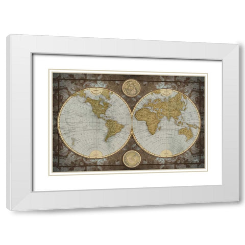 World Map White Modern Wood Framed Art Print with Double Matting by Medley, Elizabeth