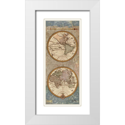 World Map Panel I White Modern Wood Framed Art Print with Double Matting by Medley, Elizabeth