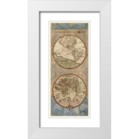 World Map Panel II White Modern Wood Framed Art Print with Double Matting by Medley, Elizabeth