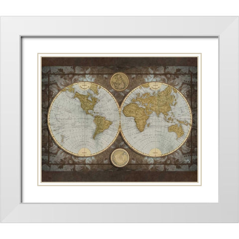 World Map White Modern Wood Framed Art Print with Double Matting by Medley, Elizabeth