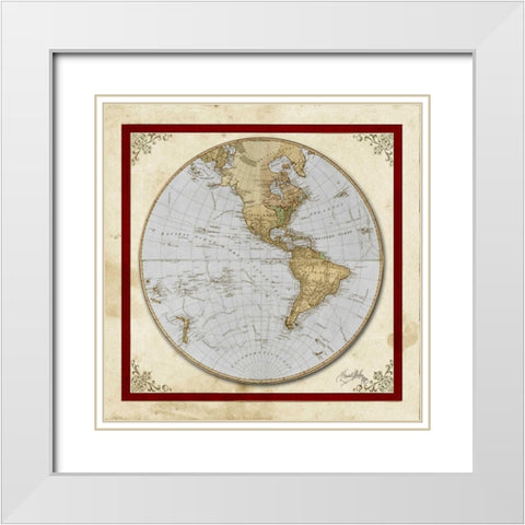 Red and Cream Map I White Modern Wood Framed Art Print with Double Matting by Medley, Elizabeth