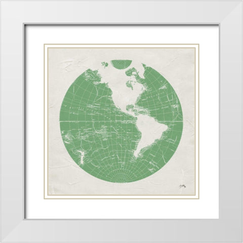 Green Globe I White Modern Wood Framed Art Print with Double Matting by Medley, Elizabeth