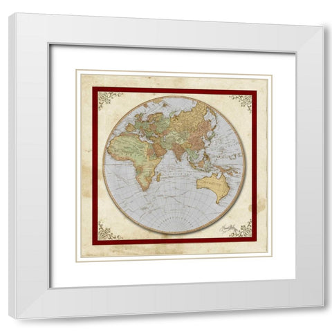 Red and Cream Map II White Modern Wood Framed Art Print with Double Matting by Medley, Elizabeth