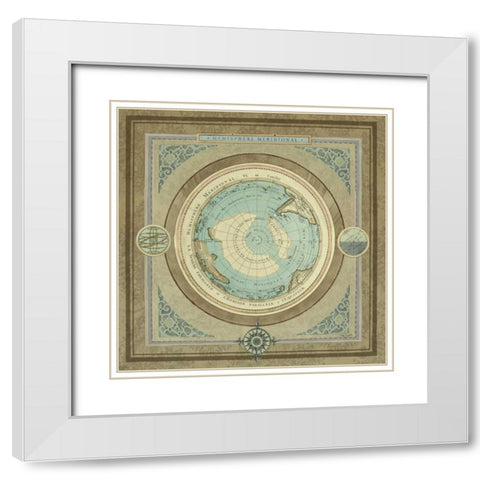 North and South Map II White Modern Wood Framed Art Print with Double Matting by Medley, Elizabeth