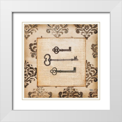Vintage Keys I White Modern Wood Framed Art Print with Double Matting by Hakimipour, Tiffany