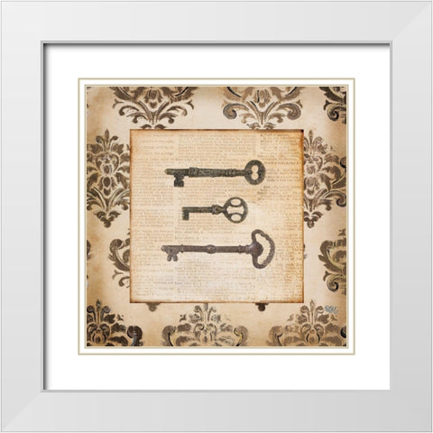 Vintage Keys II White Modern Wood Framed Art Print with Double Matting by Hakimipour, Tiffany
