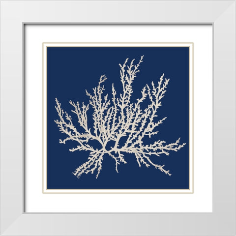 Navy Coral Medley I White Modern Wood Framed Art Print with Double Matting by Loreth, Lanie