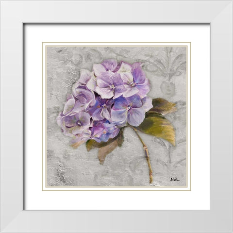 Lavender Flourish Square II White Modern Wood Framed Art Print with Double Matting by Pinto, Patricia