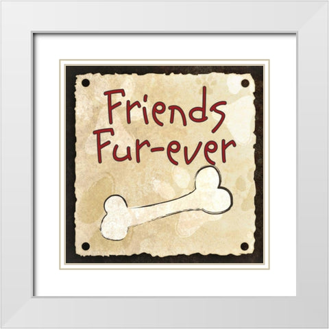 Friends Fur-Ever White Modern Wood Framed Art Print with Double Matting by SD Graphics Studio