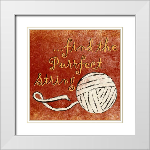 Find the Purrfect String White Modern Wood Framed Art Print with Double Matting by Studio, Sd Graphics