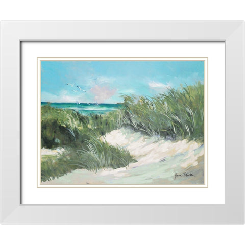 Beach Coast Grass White Modern Wood Framed Art Print with Double Matting by Slivka, Jane