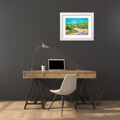 Blue Grass Breeze I White Modern Wood Framed Art Print with Double Matting by Slivka, Jane