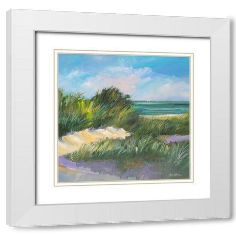 Blue Grass Breeze II White Modern Wood Framed Art Print with Double Matting by Slivka, Jane