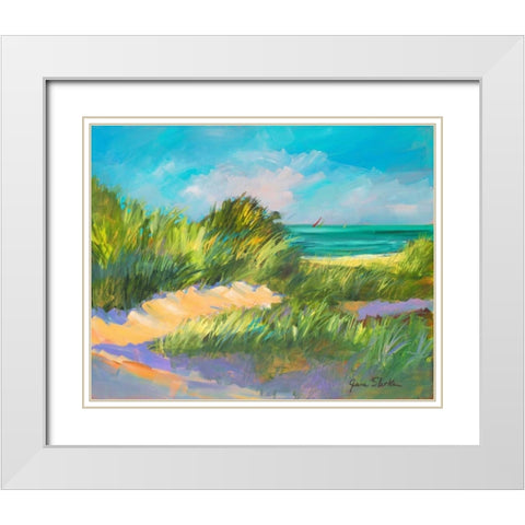 Blue Grass Breeze II White Modern Wood Framed Art Print with Double Matting by Slivka, Jane