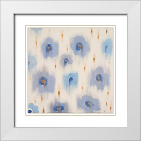 Blue Bloom White Modern Wood Framed Art Print with Double Matting by Pinto, Patricia