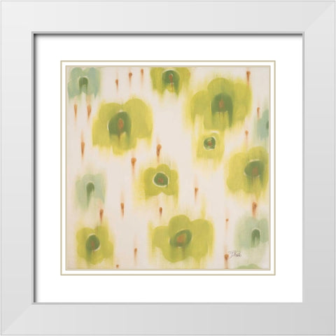 Green Bloom White Modern Wood Framed Art Print with Double Matting by Pinto, Patricia